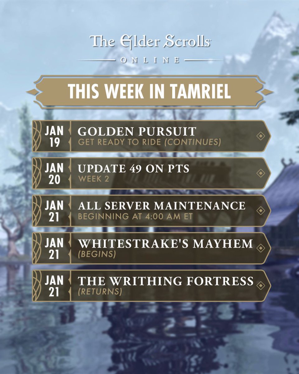 Welcome to another busy week! From Whitestrake's to the Writhing Fortress, there's no shortage of things to do in Tamriel.