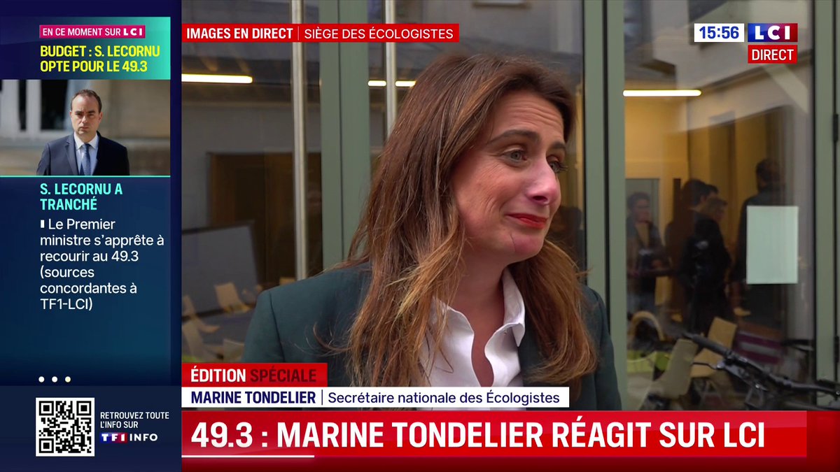 🔴 Budget : "À la fin c'est les Français qui perdent", Marine Tondelier, secrétaire nationale Les Écologistes