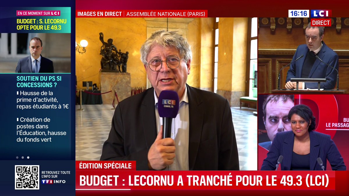 🔴 Budget et projet d"utiliser le 49.3 par Sébastien Lecornu : Éric Coquerel annonce le dépôt d'une motion de censure "immédiatement"