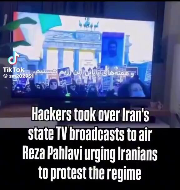 Patriots took over Iran's state TV to air exiled Prince Reza Pahlavi urging the Iranian people to rise up and continue protesting the regime. Iran has issued a social media blackout there to try to stop their citizens from seeing things like this