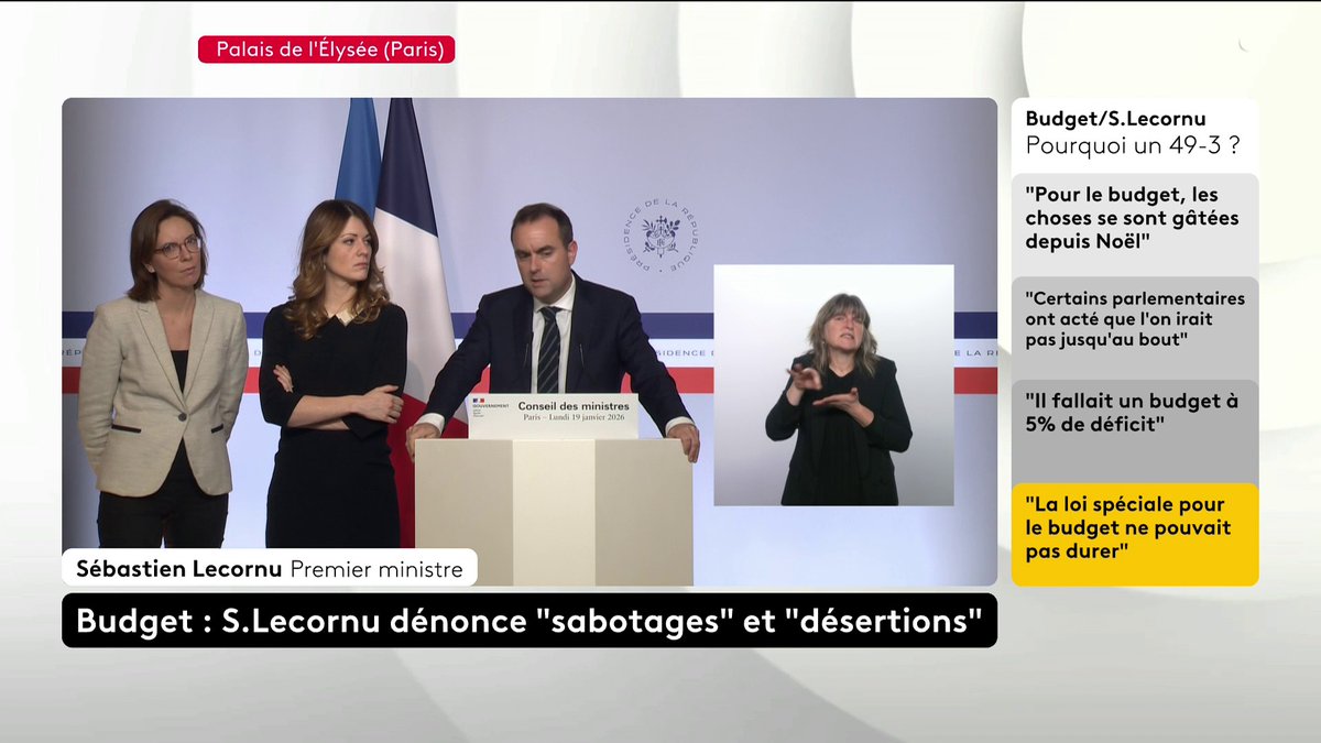 Sébastien Lecornu sur son choix du 49.3: "Je prends sur moi ce texte de compromis, je le donne au Parlement et j'engage la responsabilité du gouvernement (...). On est la France et on va arrêter de se donner en spectacle". #Canal16