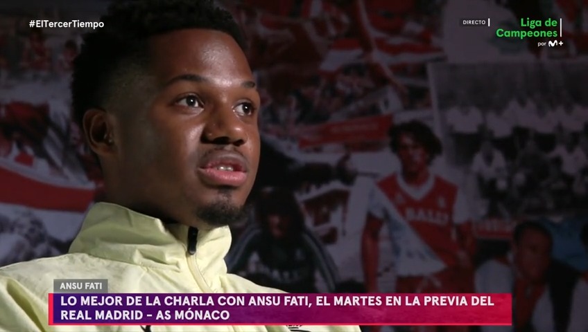 💙❤️ "Lamine Yamal es un orgullo", Ansu Fati. Disfruta de la entrevista completa mañana en la previa del Real Madrid C.F. - AS Monaco ES 🇲🇨. #ElTercerTiempo