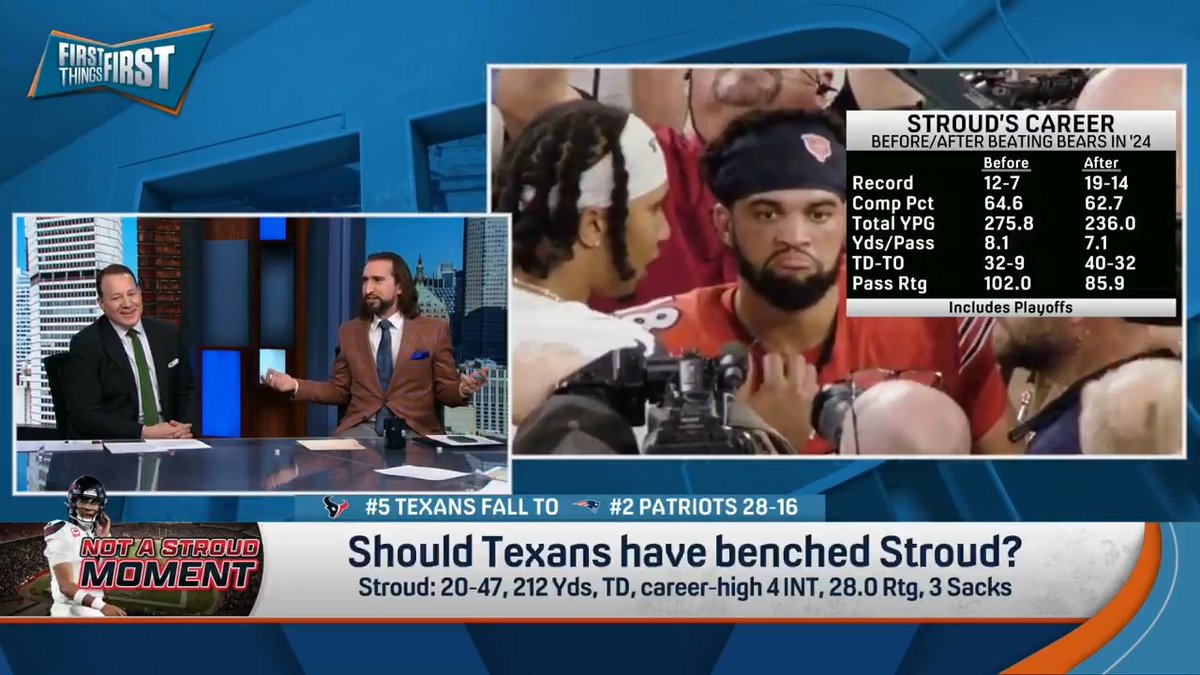 .nick wright says C.J. Stroud's struggles began after he "big-brothered" Caleb Williams after Texans' win vs. Bears 😅 "This is the lecture that led to the losing."