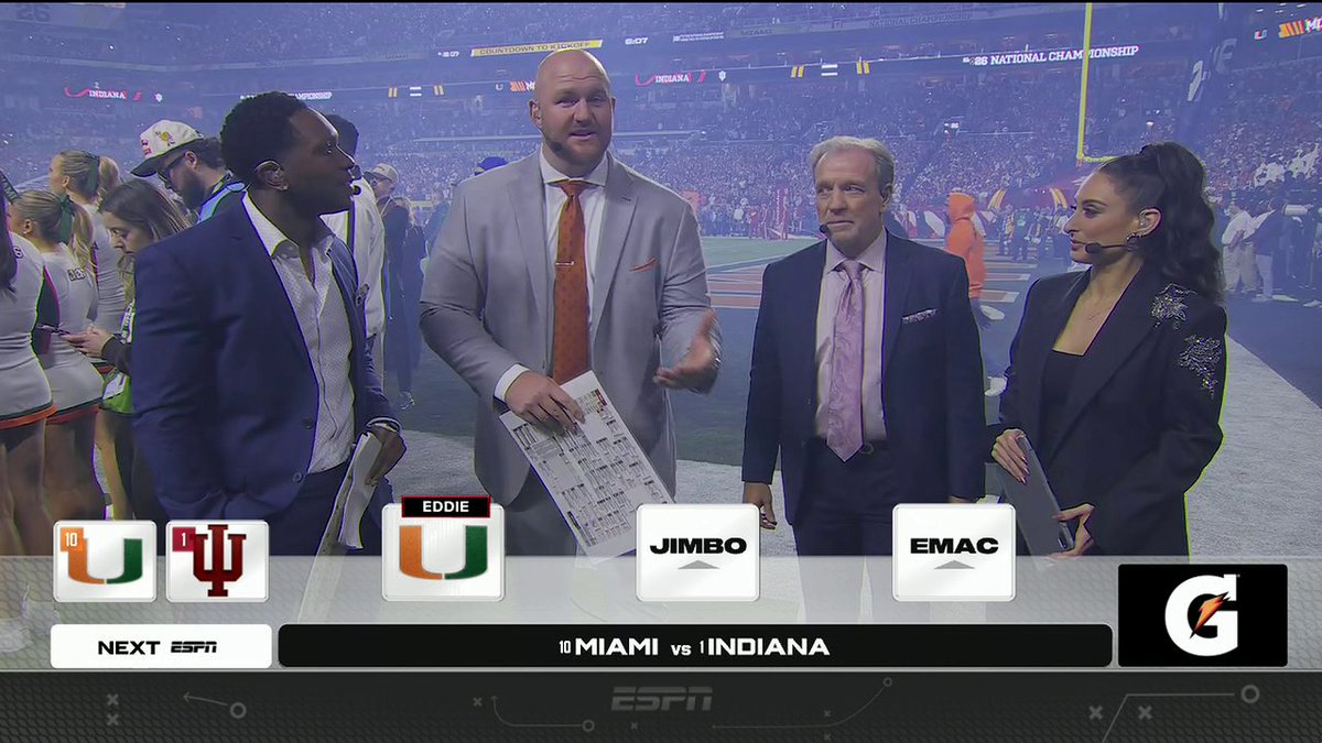 The ACCN picks are in 🍿 Eddie Royal Miami Eric Mac Lain Miami Jimbo Fisher: Miami Tom Luginbill 🇺🇸 🏈 Indiana Mark Richt: Miami