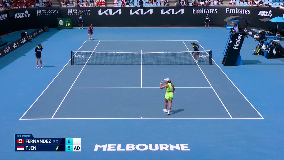 Statement start 👊 Tjen dominates the opener in her first ever #AO26 main draw appearance. Wide World of Sports • ESPN • TNT Sports • WOWOWテニス • #AO26