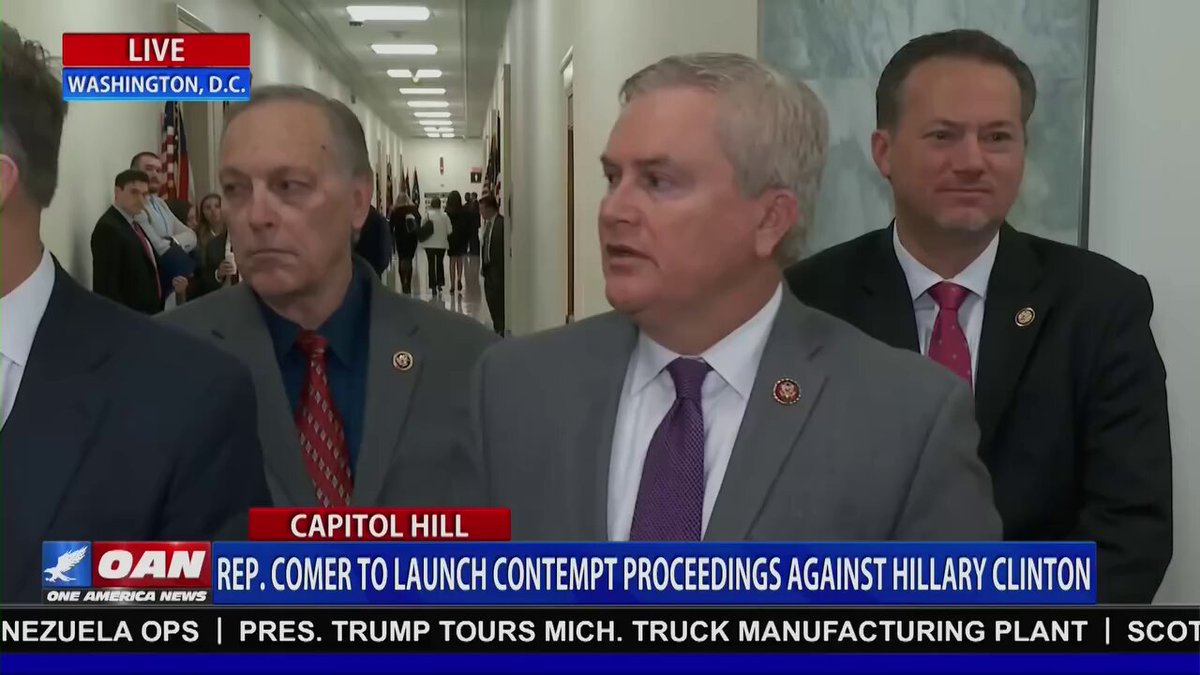 House Oversight Chairman James Comer: “We will mark up criminal contempt of Congress charges for both Clintons for defying a legal subpoena.”