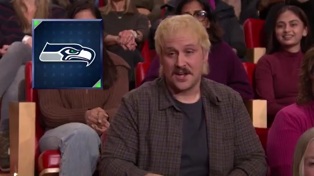 A member of the studio audience (brooks allison) helps Jimmy break down NFL teams with a rap 🏈 #FallonTonight