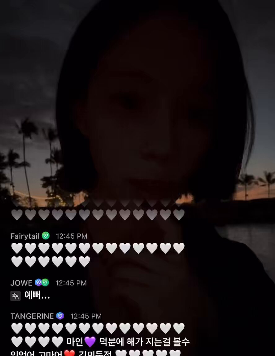 everyone was spamming white emojis in the chat so that her screen is brighter since it's dark there 😭