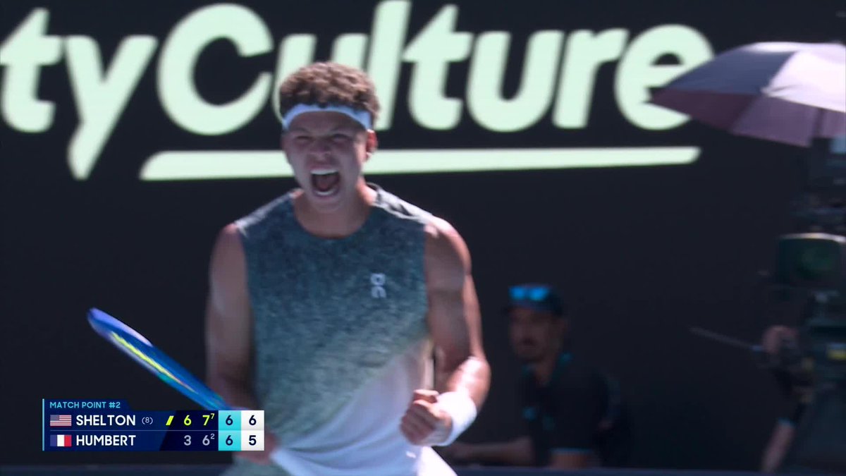 I don't think anyone was more hard done by the draw than Ben Shelton. Defending SF points and getting Ugo Humbert in form. Massive win and a look on match point of the trait that makes him most special. Zero fear in his body.