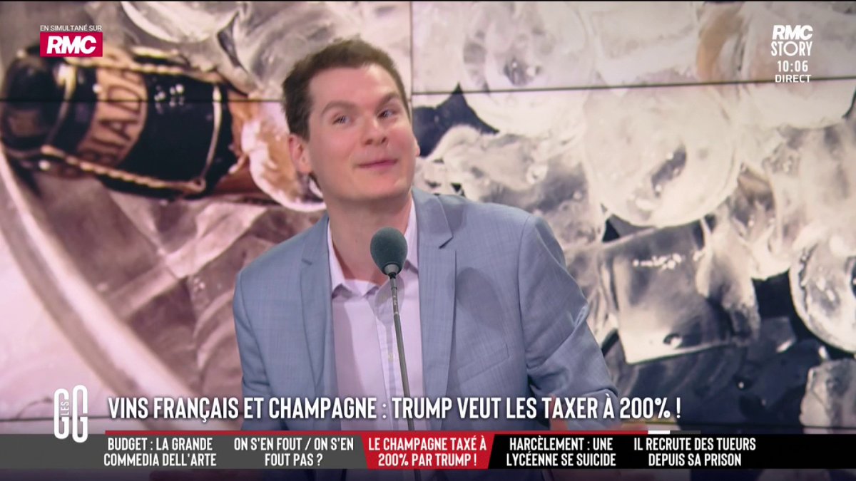 🍷 Et maintenant, une taxe de 200% sur les vins et spiritueux français… Trump est-il devenu notre ennemi ? 🗣️ Jean-Loup Bonnamy : "Trump envoie du fun. On se marre plus qu'avec Élisabeth Borne. Il est excellent dans sa communication." #GGRMC