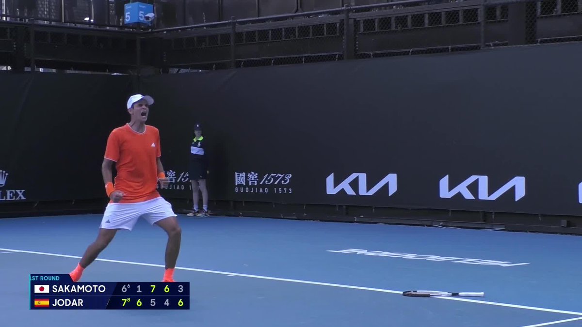 VAMOS, RAFA 🇪🇸 On his Grand Slam main draw debut, Rafael Jodar secures the win in a five-set thriller against Sakamoto 🤝 Wide World of Sports • ESPN • TNT Sports • WOWOWテニス • #AO26