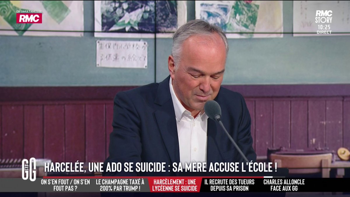 🙏 Olivier Truchot, très ému, en lisant les derniers messages de Camélia avant son suicide à la sortie du lycée. #GGRMC