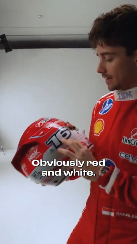 .@charles_leclerc himself, unveiling his 2026 helmet for the season!
