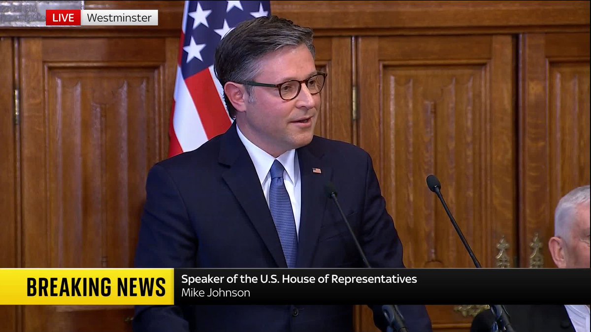 'To face and overcome together the challenges of our present day, and I want to tell you that we will do that, together' US House Speaker Mike Johnson has been addressing the UK Parliament ⬇️