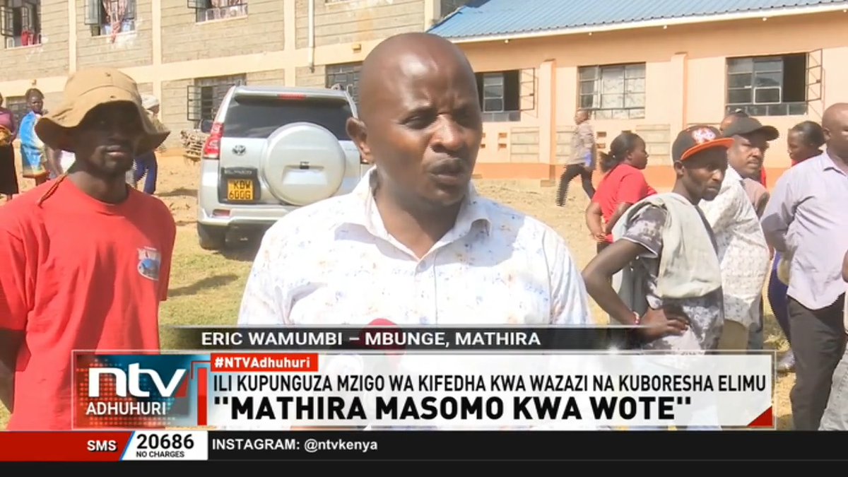 “Mathira Masomo Kwa Wote” Mbunge Eric Wamumbi ameondoa ada ya Sh1,000 kwa shule zote za sekondari za kutwa za Mathira ili kupunguza mzigo wa kifedha kwa wazazi na kuboresha elimu. #NTVAdhuhuri Margaret_Kimathi Fridah Mwaka