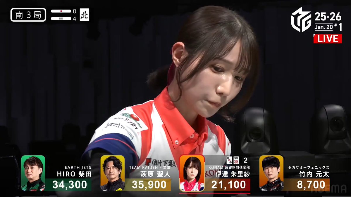 #Mリーグ 2025-26試合ダイジェスト📹 南3局4本場 #伊達朱里紗 選手の親満貫ツモ! 先行する萩原選手、柴田選手を追い上げたい伊達選手 タンヤオ平和の🀛🀞待ち先制リーチ! スムーズに🀛ツモ! 裏ドラも1枚乗せて4000オールでトップ目に浮上! 👇動画タップで今すぐ無料視聴