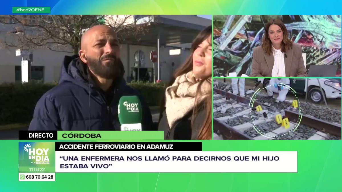 🧵 Carmelo hace un llamamiento en Hoy En Día Canal Sur TV para encontrar al chico que salvó a su hijo en Adamuz Lo describe como un joven de 23-24 años, con un chándal negro y su hijo le decía "despiértame de este sueño"