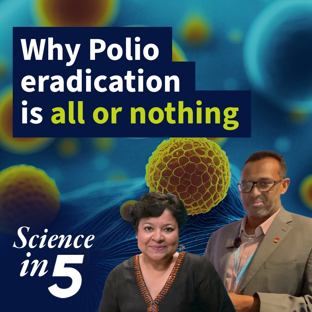 Polio once paralyzed hundreds of thousands of children every year. Thanks to the global polio eradication efforts, cases have fallen by 99.9% since 1988. But polio is not gone yet. In this episode of Science in 5, Dr. Jamal Ahmad explains why polio eradication still matters 👇