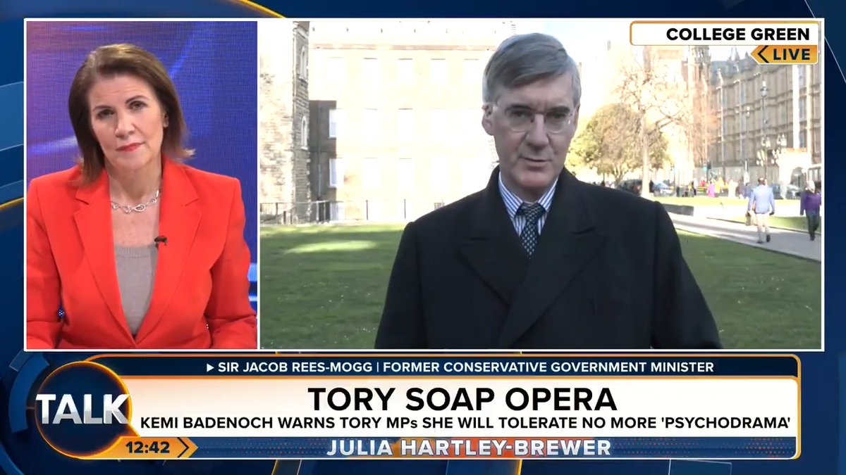 🚨"Which leader will make Britain great again? Is it Kemi Badenoch or Nigel Farage?" Sir Jacob Rees-Mogg: "I want the right to unite. There's almost no ideological difference between the Conservative Party and Reform." Julia Hartley-Brewer