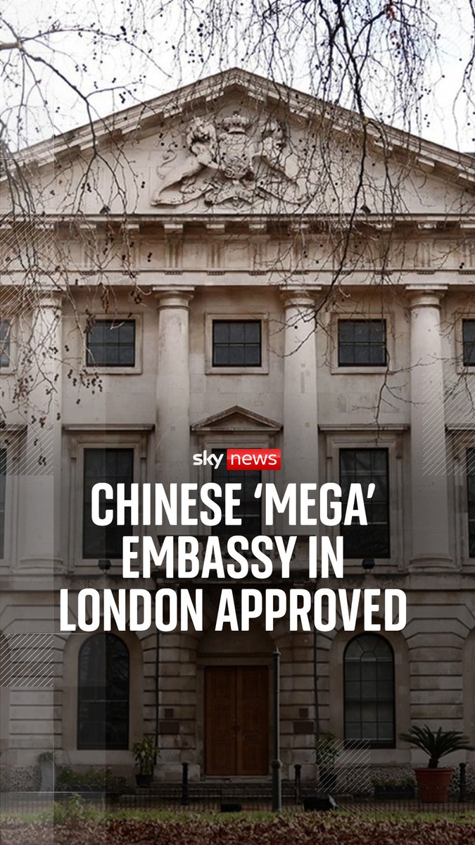 The government has approved plans for China's new "super" embassy in London. But those opposed to the plan worry it could become a spy centre in the middle of London, close to sensitive underground cabling. Sky's Rob Powell reports. 🔗