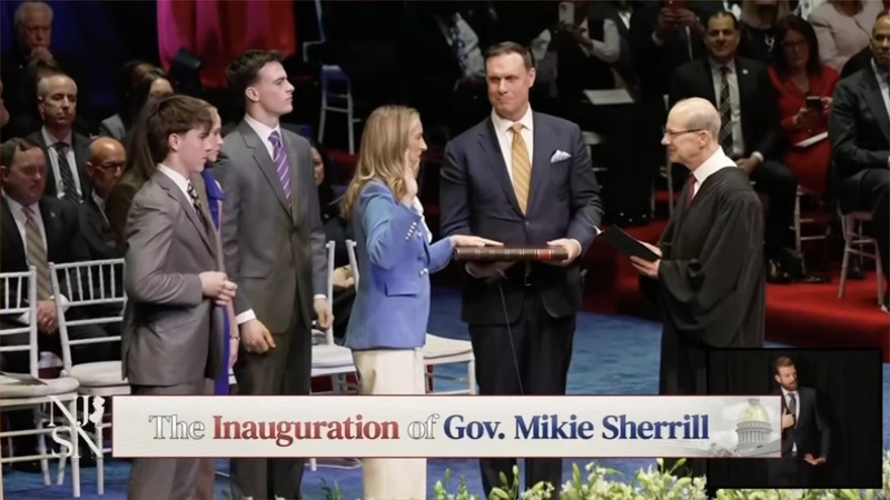 Mikie Sherrill is sworn in as Governor of New Jersey.