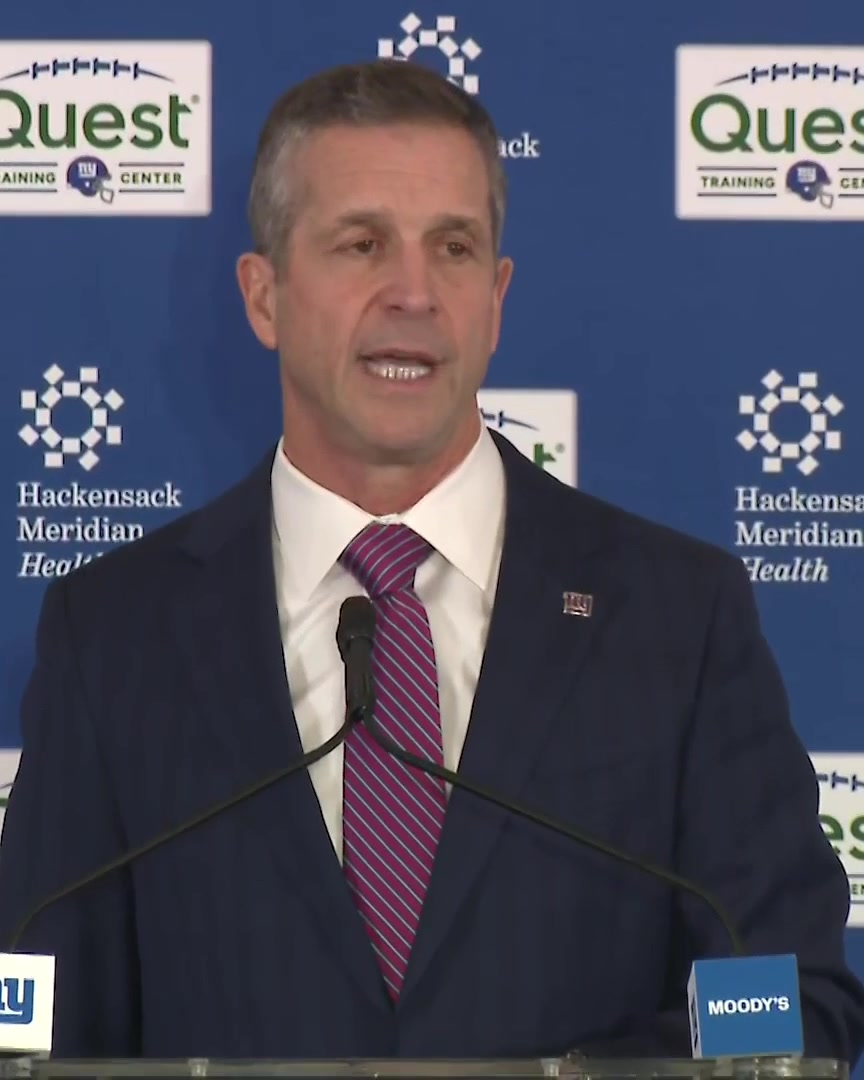 John Harbaugh says the Giants' focus is on building a team that is "physical and tough," "capable of overwhelming their opponent from beginning to end and especially at the end," and that is "smart and disciplined"