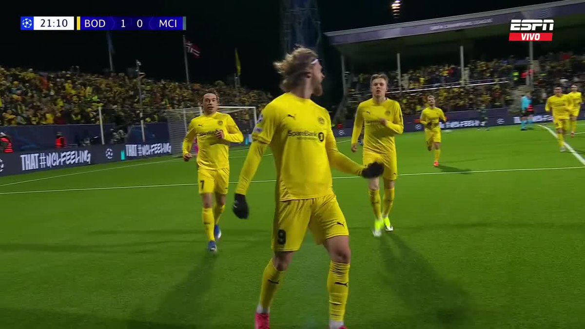 🤯🇳🇴🏴󠁧󠁢󠁥󠁮󠁧󠁿 BODØ/GLIMT YA LE GANA 1-0 AL MANCHESTER CITY POR CHAMPIONS.
