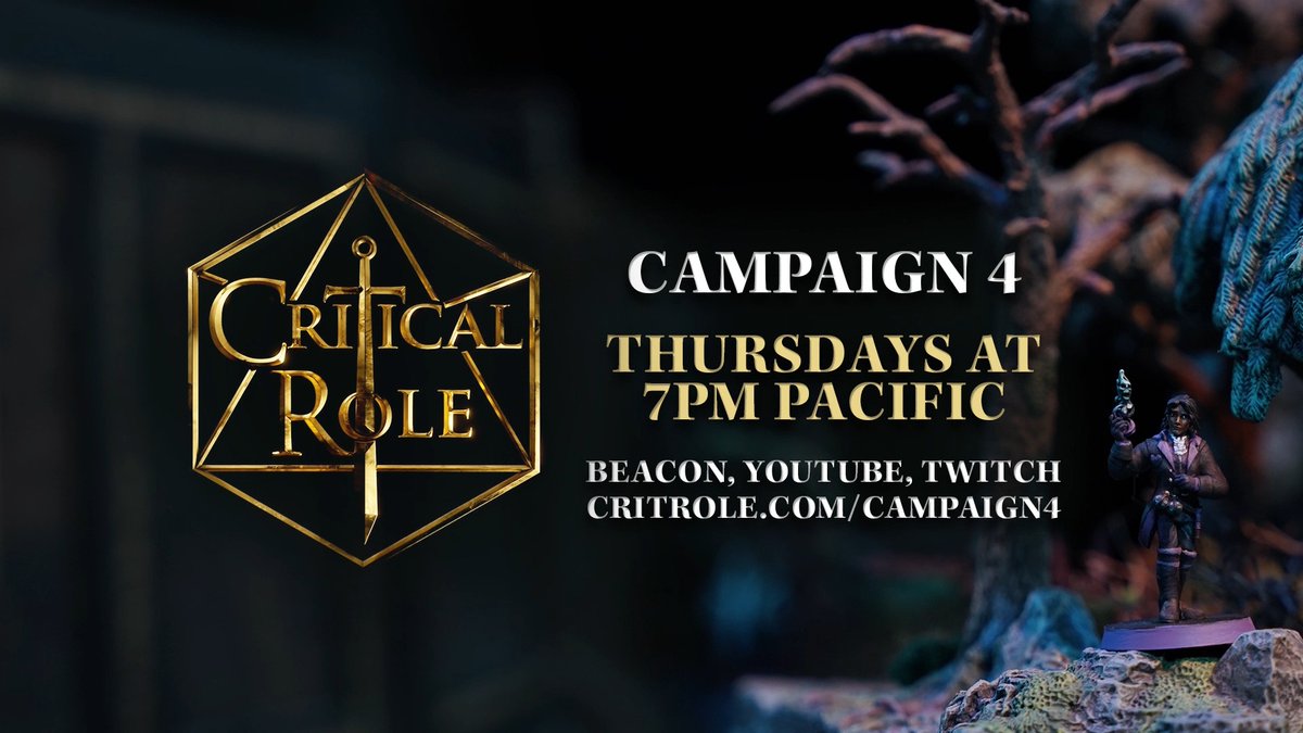 CAN A WORLD THIS BROKEN BE SAVED BY HEROES YET MORE BROKEN STILL? 🧭 🎲 As our Soldiers' Table reels from their battle of blood and stone, our tale in Aramán turns to our Seekers as they hurtle eastward in search of the Golden Orchard's fate... See their saga begin THIS THURSDAY (1/22) when #CriticalRole Campaign 4 continues at 7PM PT on YouTube, and Twitch!