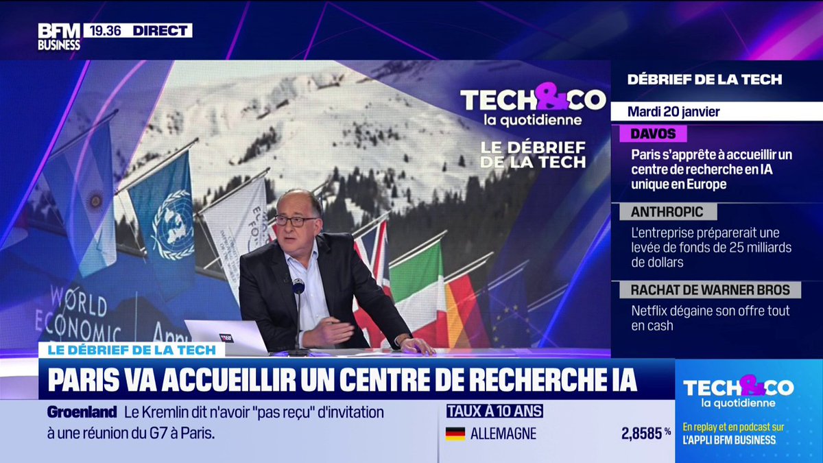 La nouvelle startup de Yann LeCun sera à Paris "E. Macron l'a annoncé : Yann LeCun, l'ex chef de l'IA de chez Meta, pose ses valises à Paris. Les premières annonces sur l'activité de sa startup seront faites début février" 💬 Laure Closier 🎙️François Sorel