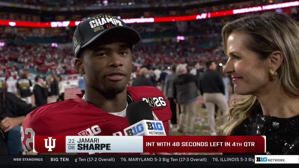 “Catching the game-winning pick in my hometown to win the national championship—it can’t get better.” Indiana Football’s Jamari Sharpe on his natty-sealing interception 🤩