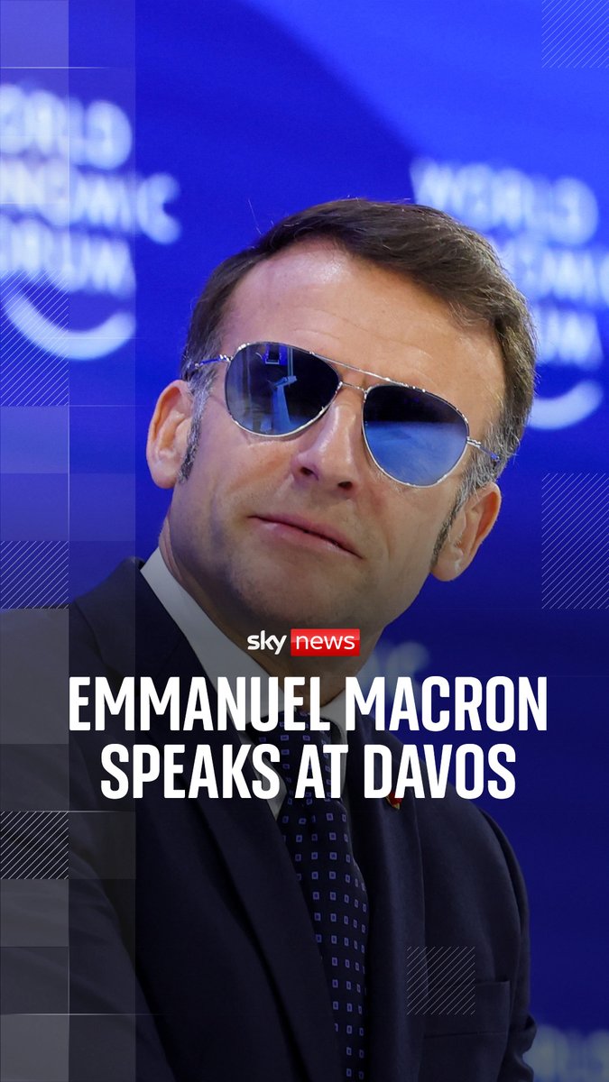 French president Emmanuel Macron has warned of a 'shift towards a world without rules' at the World Economic Forum at Davos, who was wearing sunglasses due to an eye condition. 🔗