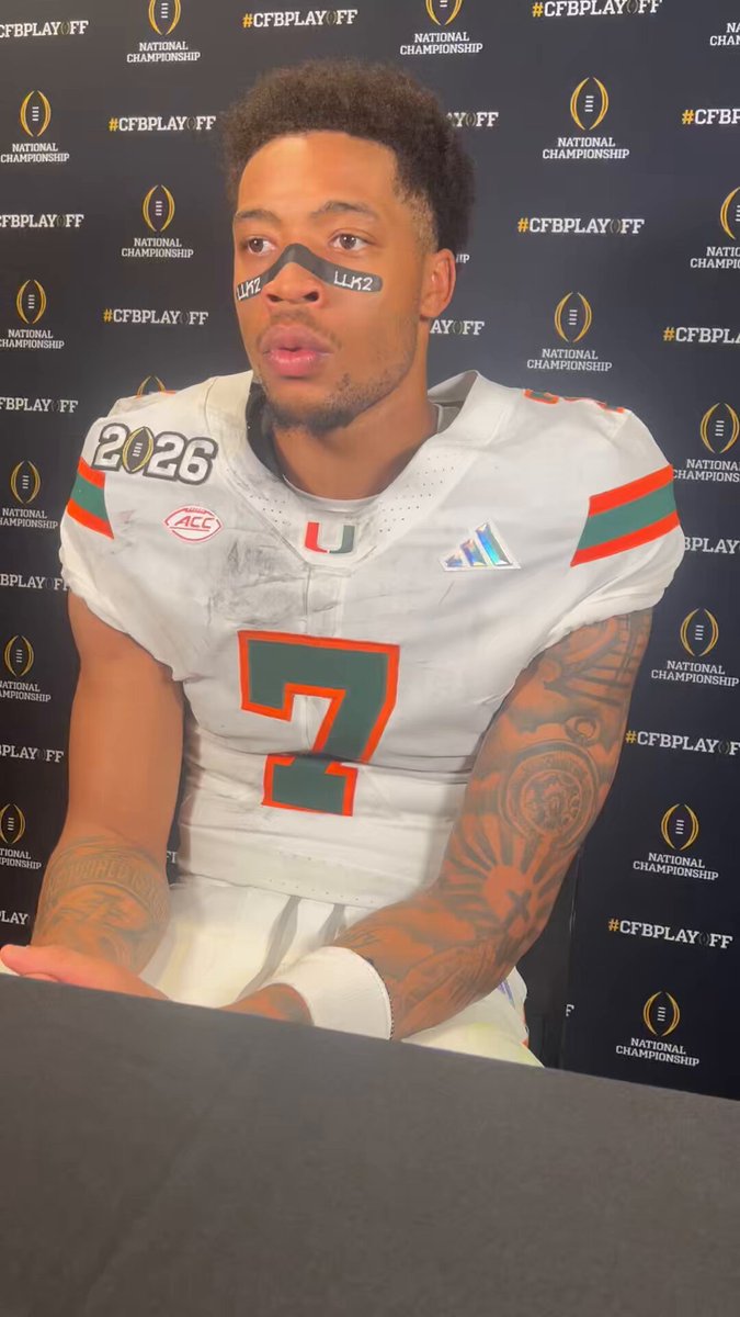 Miami WR CJ Daniels on spending his last collegiate season as a Miami Hurricane: “This meant the world to me … probably one of the best years of my life” #NationalChampionship #PressBoxU