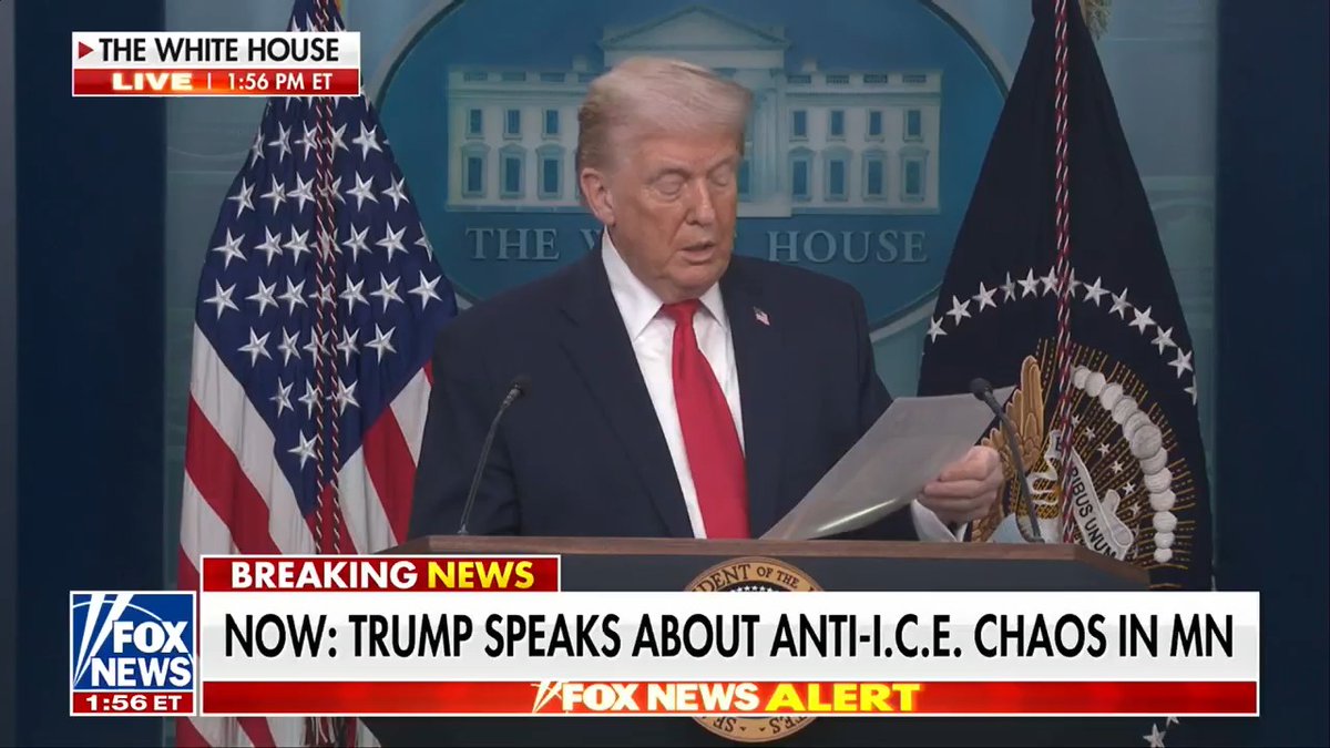 NEW: President Trump defends ICE operations and presents a paper trail of arrests involving individuals charged with violent crimes: "All they want to do is get them out. They want to take them out of our country." "And we're met with paid agitators, insurrectionists, troublemakers. They're paid."