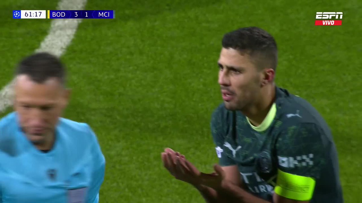 "Rodri": Porque fue expulsado en el partido de Manchester City ante Bodo Glimt