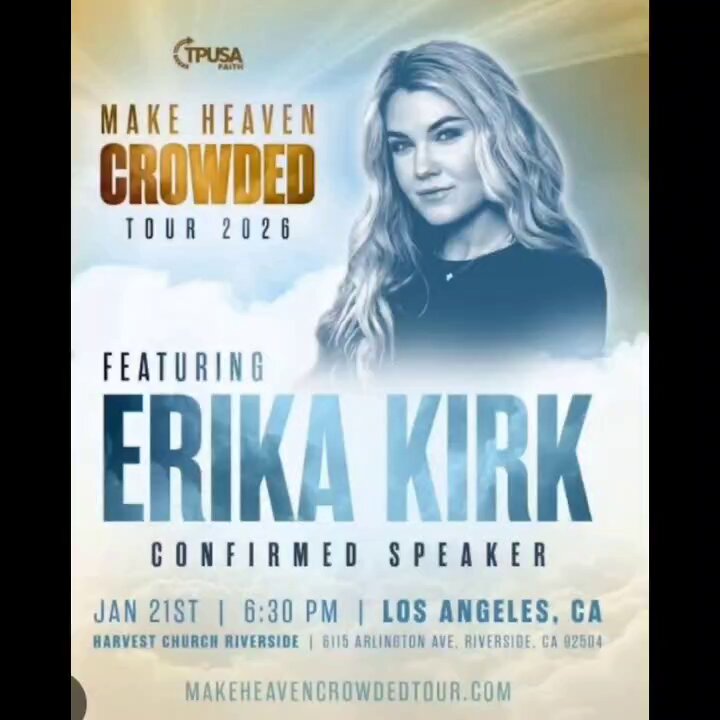 ‼️🇺🇸: Erika Kirk continues on publicity tour DESPITE heavy backlash from appearing callous over her husband's assassination. 👀 And... "Make Heaven Crowded" sounds very Jim Jones. 🫣 FIRE YOUR PR TEAM! This is NOT a GOOD LOOK. 🤷🏻‍♂️