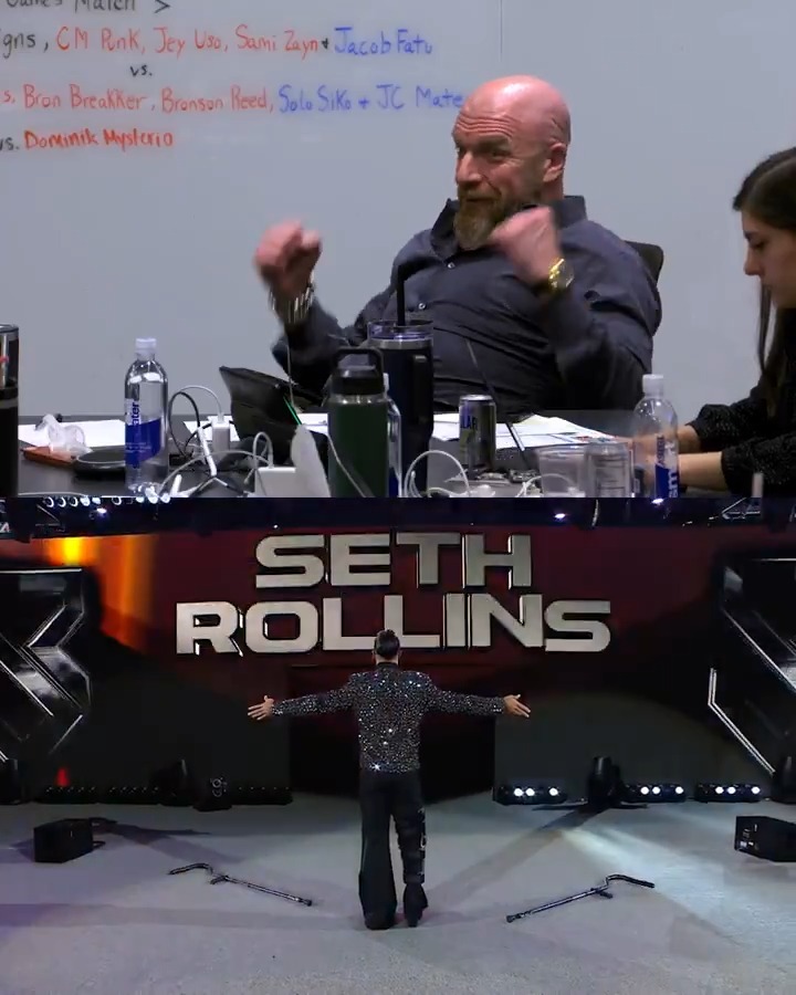 .Triple H and the WWE writer’s room discussing the idea for Seth Rollins’ fake injury and what would become the ‘Ruse of the Century’ at SummerSlam. ABSOLUTE CINEMA 🍿 WWE: Unreal Season 2 is now playing.