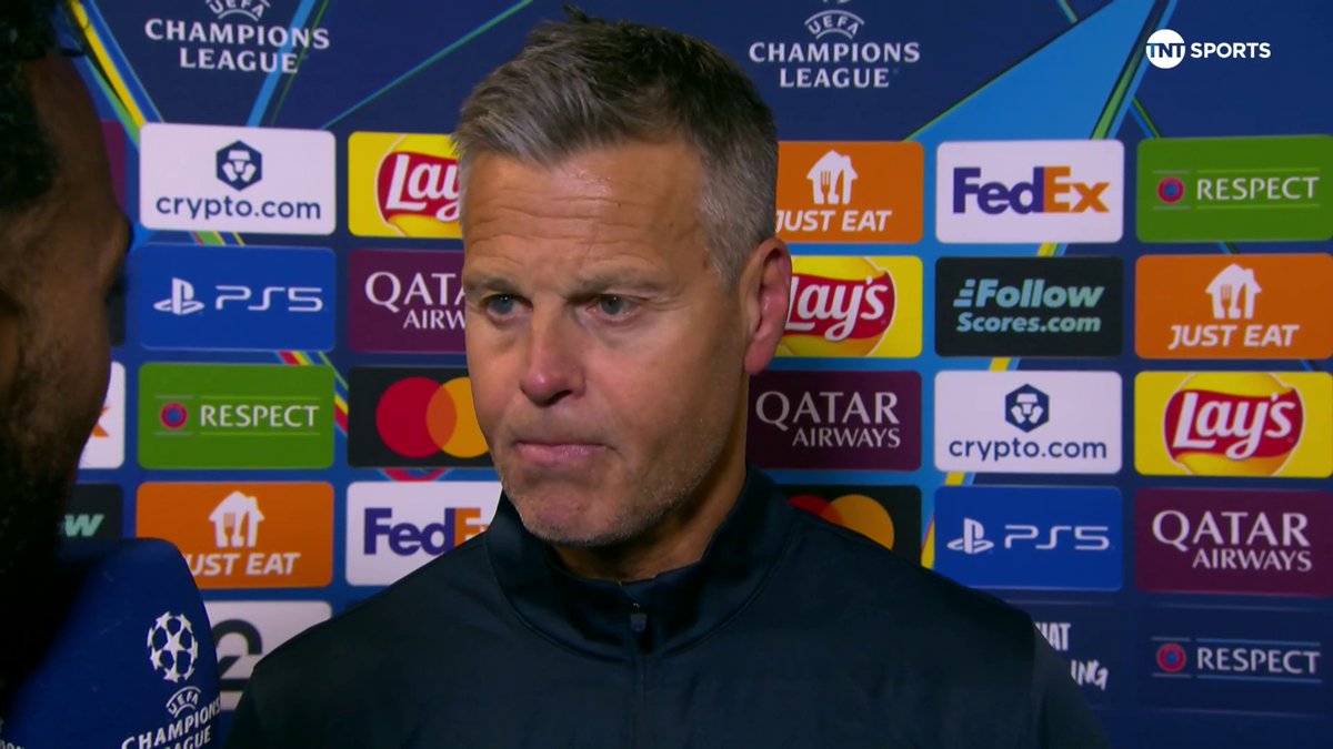 "It's a historical moment for this club" 🙌 Bodo/Glimt manager Kjetil Knutsen praises his players for securing the club's first ever Champions League win after beating Man City 3-1 💫 🎙️ Liam MacDevitt 📺 TNT Sports & discovery+ UK