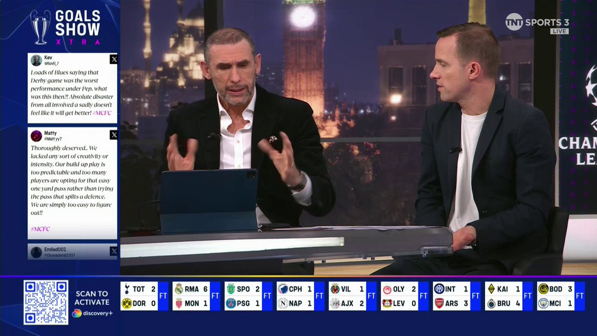 “The squad is not strong enough” 👀 Martin Keown and Julien Laurens debate the current state of the Man City squad following their defeat against Bodo/Glimt ❌ 🎙️ Matt Smith 📺 TNT Sports &amp; @discoveryUK