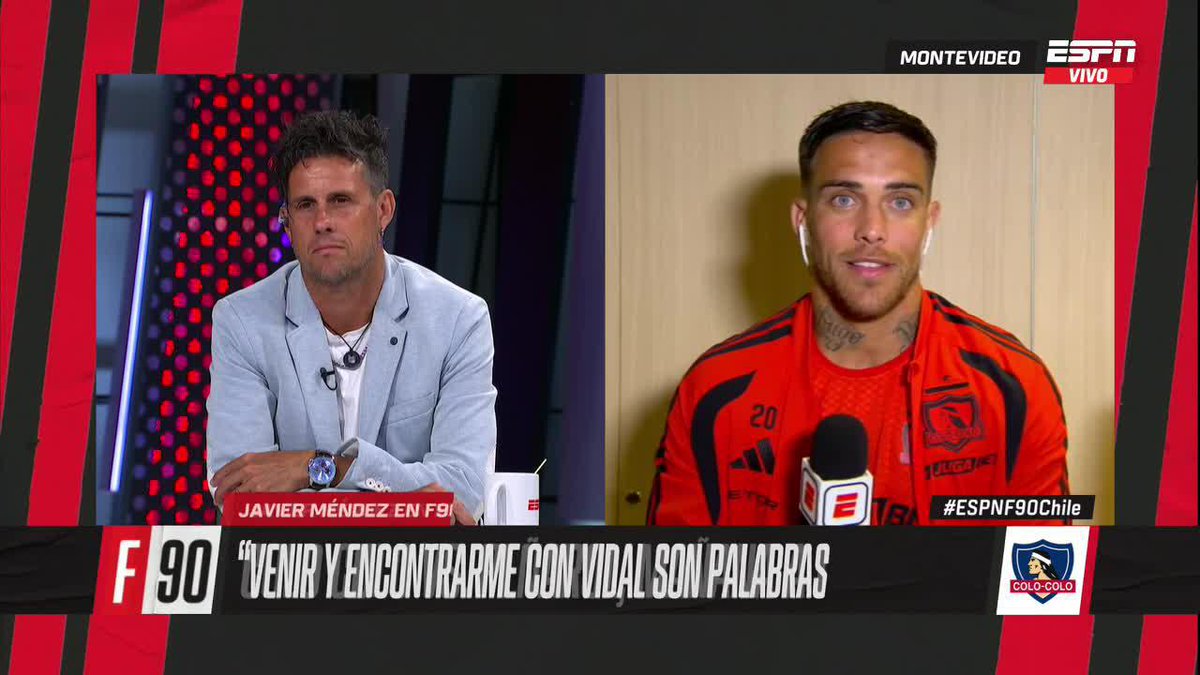 "VENIR ACÁ Y ENCONTRARME CON UN JUGADOR COMO VIDAL, SON PALABRAS MAYORES" Javier Méndez, refuerzo de Colo Colo, reconoció que es un privilegio compartir cancha con el King: "Lo veía por la tele lograr las cosas que logró, no tengo palabras para describir lo que estoy viviendo"