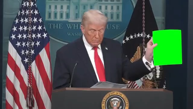 Trump "many murders" green screen