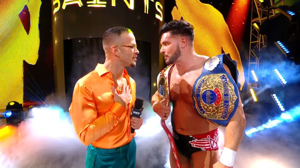 A nice, friendly conversation between Ricky Saints and “All Ego” Ethan Page... 👀