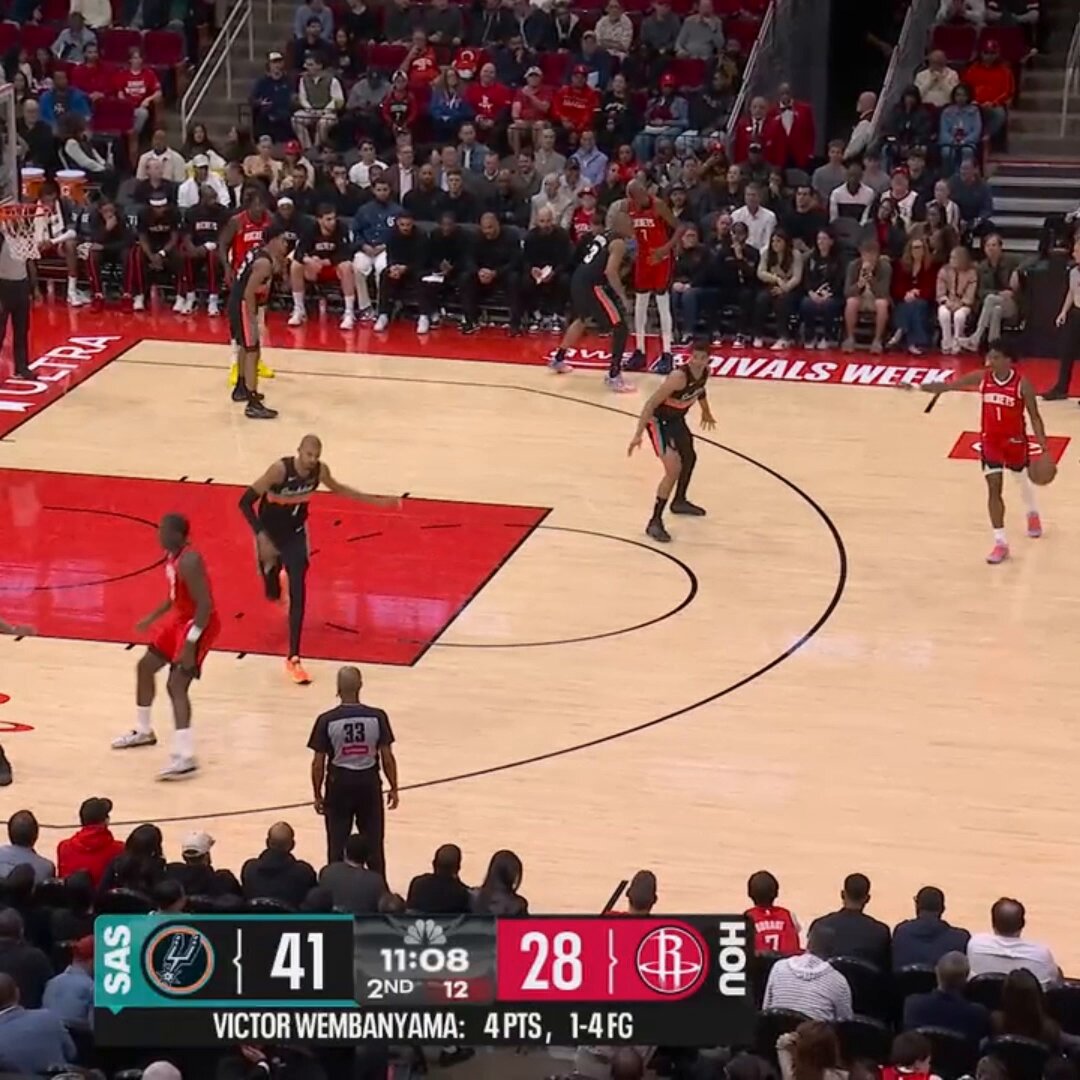 Reed Sheppard 21 PTS, 4 AST, 1 STL, 1 BLK, 8/17 FG, 4/10 3FG, 0 TO, 58.7% TS vs Spurs