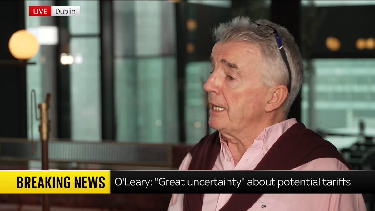 'I believe the European Union should stand up to Trump' over tariffs, Ryanair boss Michael O'Leary says. 📺 Sky 501, Virgin 602, Freeview 233 and YouTube