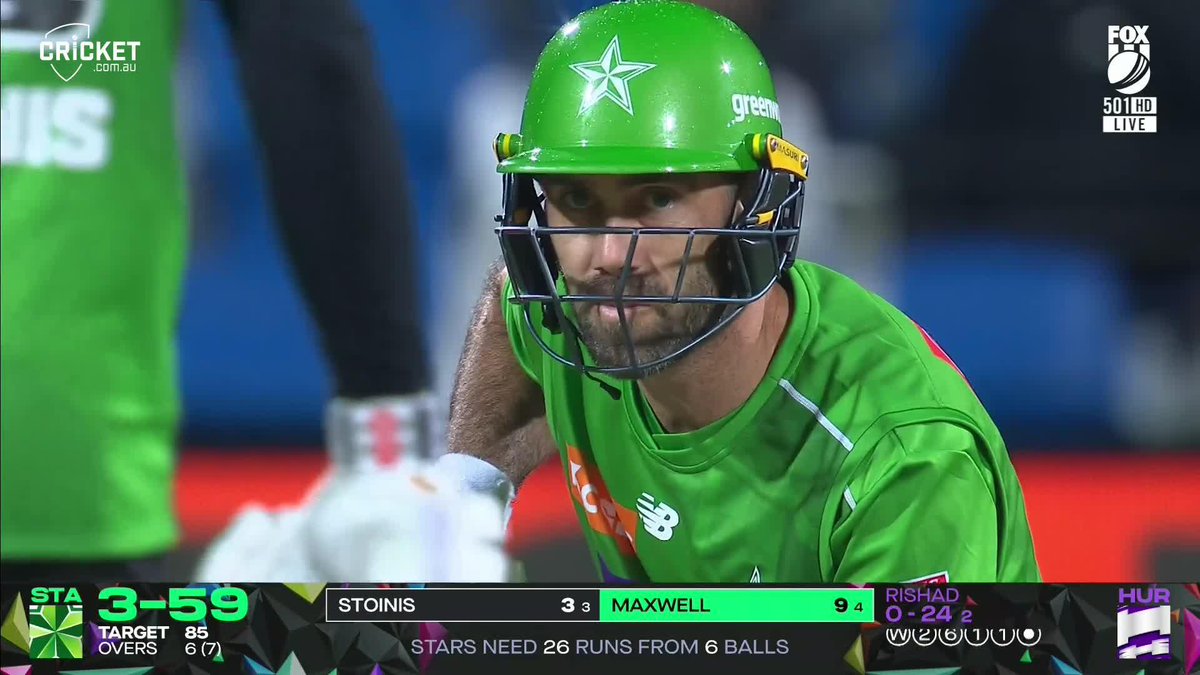 Big call. Glenn Maxwell couldn't believe this Rishad Hossain delivery was not a wide! #BBL15