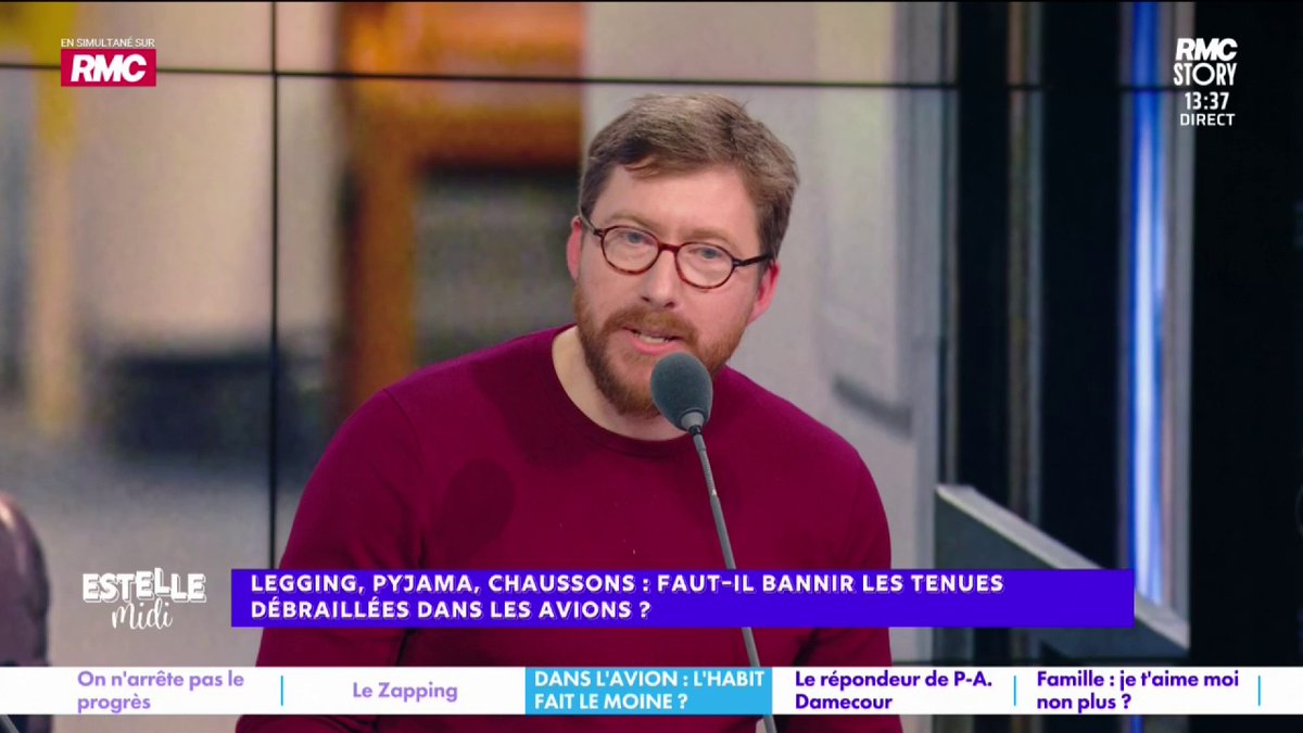 👕 Bannir les tenues débraillées dans les avions ? 🎙️ Pierre Rondeau : "Je me suis toujours posé la question des gens qui portaient au quotidien des tenues de sport sans faire de sport... J'ai des étudiants en maillot de foot ! Ils ne se posent pas la question !" #EstelleMidi
