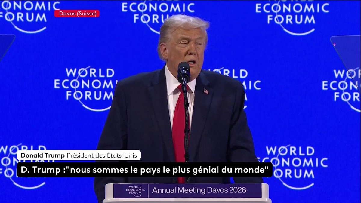 🔴 🗣 Donald Trump à Davos : Après avoir vanté son bilan économique, le président évoque des "pays européens qu'il ne reconnaît plus". Il mentionne des "vagues de migration de masse". "Beaucoup de dirigeants ne comprennent même pas ce qui est en train de se passer." #canal16