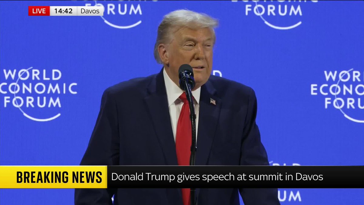 Donald Trump has fired off his first salvo against Europe in his Davos speech, saying the continent is "not heading in the right direction". 'Certain places in Europe are not even recognisable anymore", he adds. 📺 Sky 501 and YouTube