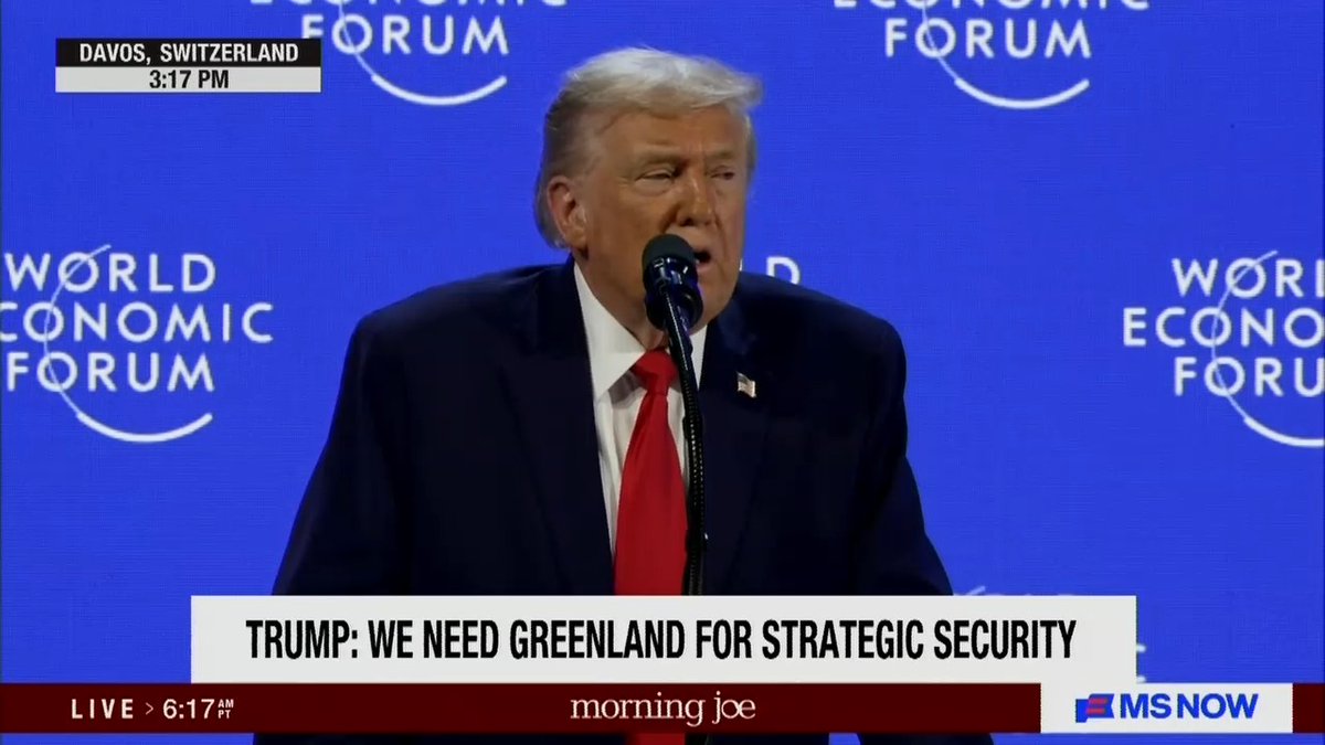 Trump confuses Iceland and Greenland multiple times during his Davos speech: "They're not there for us on Iceland, that I can tell you. I mean, our stock market took the first dip yesterday because of Iceland. So Iceland's already cost us a lot of money."