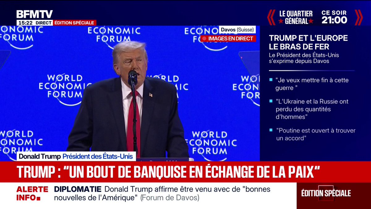 Donald Trump se moque d'Emmanuel Macron qui "a essayé de faire le dur à cuire" lors de son discours la veille à Davos