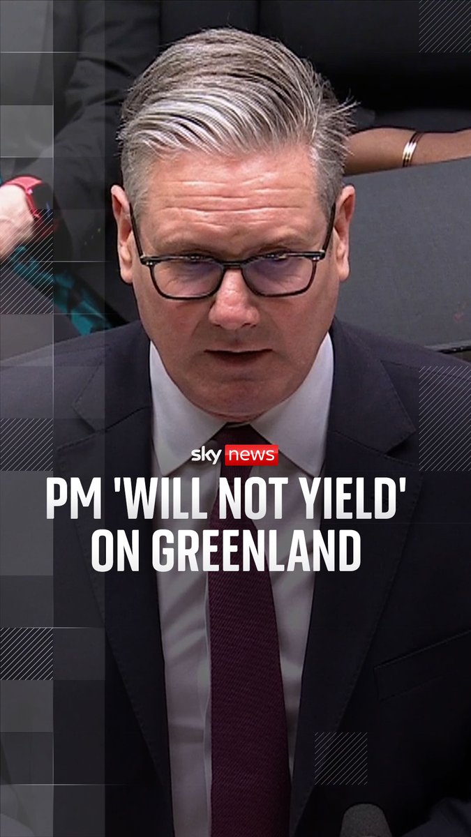 Prime Minister Sir Keir Starmer says he "will not yield" over his support for Greenland after US President Donald Trump's threat of tariffs. Speaking at PMQs, he said: "Threats of tariffs to pressurise allies are completely wrong." Read more ➡️